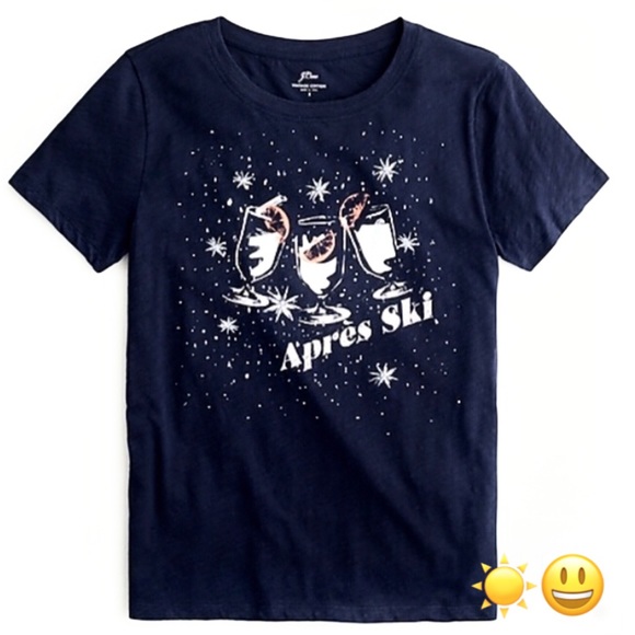 J.CREW JCrew “APRES SKI” Collector Tee Graphic T-Shirt Tee ~ MIDNIGHT NAVY BLUE - Picture 2 of 6
